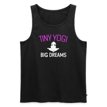 Tiny Yogi Big Dreams Meditation - Men's Premium Organic Tank Top - black - Front - AI Model Male 178 light (178cm)