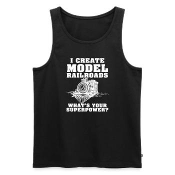 I Create Model Railroads Superpower - Men's Premium Organic Tank Top - black - Front - Michal (187cm)