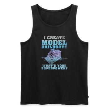 I Create Model Railroads Superpower - Men's Premium Organic Tank Top - black - Front - Michal (187cm)