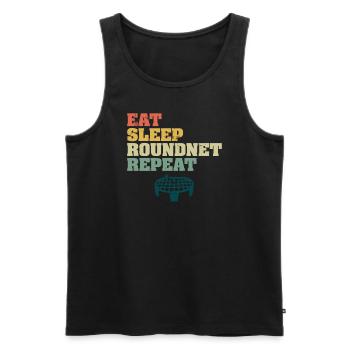 Essen Schlaf Roundnet Wiederholen - Männer Premium Bio Tank Top - Schwarz - Vorne - AI Model Male 178 light (178cm)