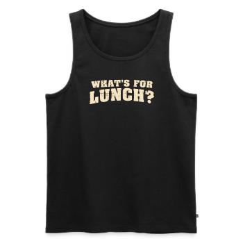 Was gibt es zum Mittagessen? - Männer Premium Bio Tank Top - Schwarz - Vorne - AI Model Male 178 light (178cm)