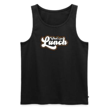 Was gibt es zum Mittagessen? - Männer Premium Bio Tank Top - Schwarz - Vorne - AI Model Male 178 light (178cm)