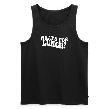 Was gibt es zum Mittagessen? - Männer Premium Bio Tank Top - Schwarz - Vorne - AI Model Male 178 light (178cm)