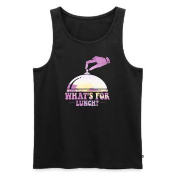 Was gibt es zum Mittagessen? - Männer Premium Bio Tank Top - Schwarz - Vorne - AI Model Male 178 light (178cm)