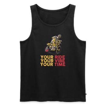 Votre balade Votre Vibe Votre temps Motocross - Débardeur bio Premium Homme - noir - Devant - Michal (187cm)