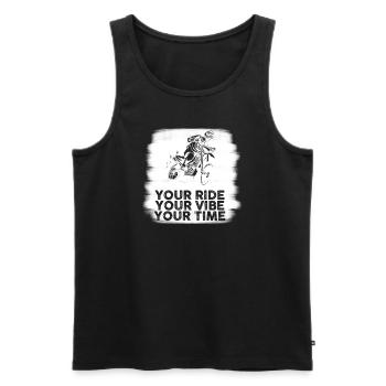 Votre balade Votre Vibe Votre temps Motocross - Débardeur bio Premium Homme - noir - Devant - Michal (187cm)