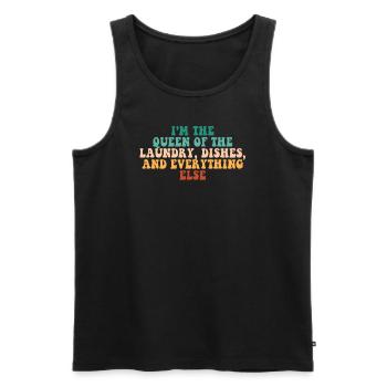 Queen Of The Laundry, Dishes And - Men's Premium Organic Tank Top - black - Front - AI Model Male 178 light (178cm)