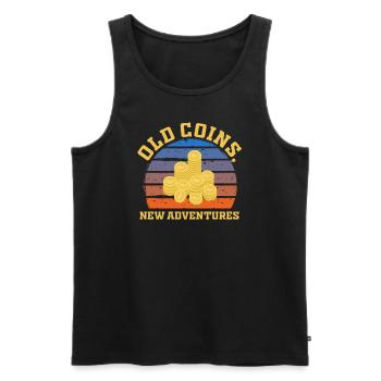 Old Coins New Adventures Numismatics - Men's Premium Organic Tank Top - black - Front - Michal (187cm)