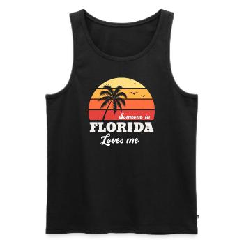 Quelqu’un en Floride m’aime - Débardeur bio Premium Homme - noir - Devant - AI Model Male 178 light (178cm)