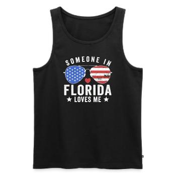Quelqu’un en Floride m’aime - Débardeur bio Premium Homme - noir - Devant - AI Model Male 178 light (178cm)