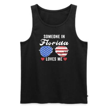 Quelqu’un en Floride m’aime - Débardeur bio Premium Homme - noir - Devant - AI Model Male 178 light (178cm)