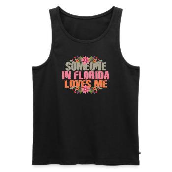 Quelqu’un en Floride m’aime - Débardeur bio Premium Homme - noir - Devant - AI Model Male 178 light (178cm)