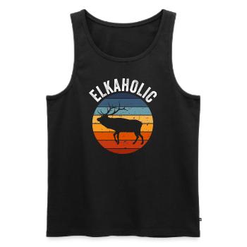 Elchjagd Elkaholische Jäger - Männer Premium Bio Tank Top - Schwarz - Vorne - AI Model Male 178 light (178cm)