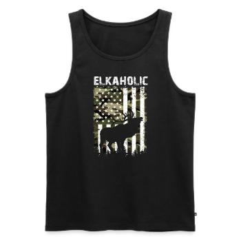 Elchjagd Elkaholische Jäger - Männer Premium Bio Tank Top - Schwarz - Vorne - AI Model Male 178 light (178cm)