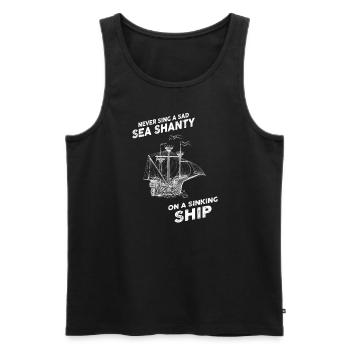 marin meme bateau pirate navigation océanique - Débardeur bio Premium Homme - noir - Devant - Michal (187cm)