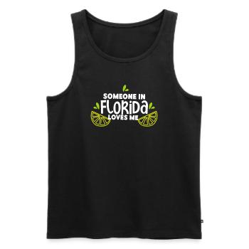 Quelqu’un en Floride m’aime - Débardeur bio Premium Homme - noir - Devant - AI Model Male 178 light (178cm)