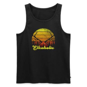 Elchjagd Elkaholische Jäger - Männer Premium Bio Tank Top - Schwarz - Vorne - AI Model Male 178 light (178cm)