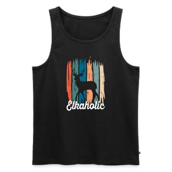 Elchjagd Elkaholische Jäger - Männer Premium Bio Tank Top - Schwarz - Vorne - AI Model Male 178 light (178cm)