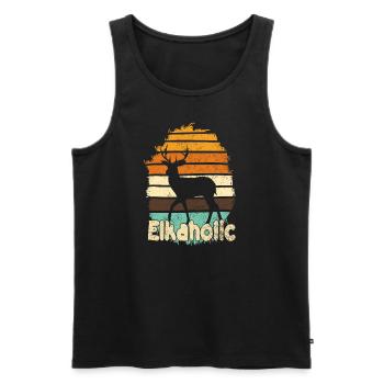 Elchjagd Elkaholische Jäger - Männer Premium Bio Tank Top - Schwarz - Vorne - AI Model Male 178 light (178cm)