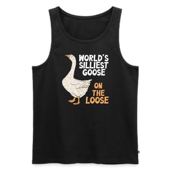 Worlds Silliest Goose On The Loose - Men's Premium Organic Tank Top - black - Front - AI Model Male 178 light (178cm)