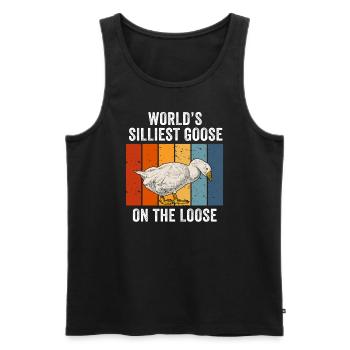 Die dümmste Gans der Welt auf freiem Fuß - Männer Premium Bio Tank Top - Schwarz - Vorne - Michal (187cm)