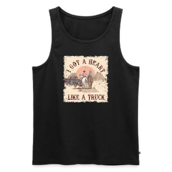 Ich habe ein Herz wie ein Truck - Männer Premium Bio Tank Top - Schwarz - Vorne - Michal (187cm)