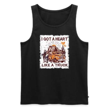 Ich habe ein Herz wie ein Truck - Männer Premium Bio Tank Top - Schwarz - Vorne - Michal (187cm)