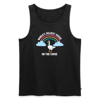 Worlds Silliest Goose On The Loose - Men's Premium Organic Tank Top - black - Front - AI Model Male 178 light (178cm)