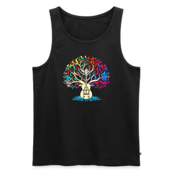 Yggdrasil Nature Musicien Arbre De Vie - Débardeur bio Premium Homme - noir - Devant - AI Model Male 178 light (178cm)