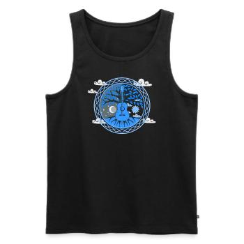 Yggdrasil Musicien de la nature Arbre de vie - Débardeur bio Premium Homme - noir - Devant - AI Model Male 178 light (178cm)