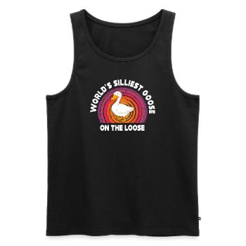 Die dümmste Gans der Welt auf freiem Fuß - Männer Premium Bio Tank Top - Schwarz - Vorne - Michal (187cm)