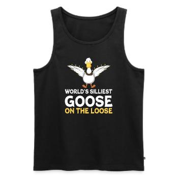 Worlds Silliest Goose On The Loose - Men's Premium Organic Tank Top - black - Front - AI Model Male 178 light (178cm)