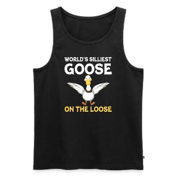 Worlds Silliest Goose On The Loose - Men's Premium Organic Tank Top - black - Front - AI Model Male 178 light (178cm)
