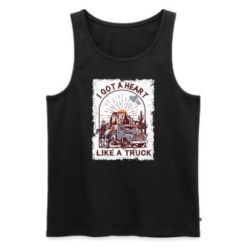 Ich habe ein Herz wie ein Truck - Männer Premium Bio Tank Top - Schwarz - Vorne - Michal (187cm)