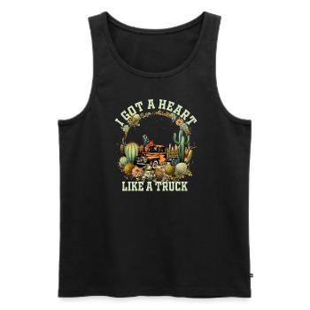 Ich habe ein Herz wie ein Truck - Männer Premium Bio Tank Top - Schwarz - Vorne - Michal (187cm)
