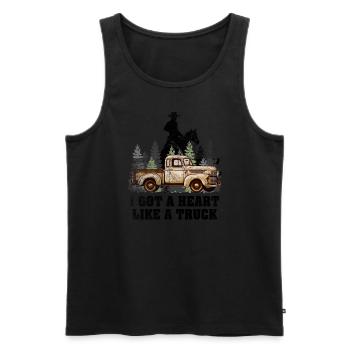 Ich habe ein Herz wie ein Truck - Männer Premium Bio Tank Top - Schwarz - Vorne - Michal (187cm)
