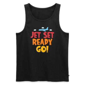 Jet Set Ready Go Avion Mode vacances - Débardeur bio Premium Homme - noir - Devant - AI Model Male 178 light (178cm)