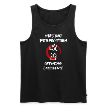 Kaizen-Mindset auf der Jagd nach Perfektion - Männer Premium Bio Tank Top - Schwarz - Vorne - Michal (187cm)
