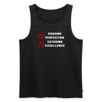 Kaizen-Mindset auf der Jagd nach Perfektion - Männer Premium Bio Tank Top - Schwarz - Vorne - Michal (187cm)