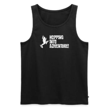 Saut dans l’aventure grenouilles nature joie - Débardeur bio Premium Homme - noir - Devant - Michal (187cm)