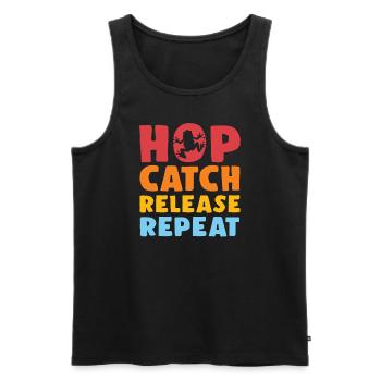 Hop Catch Release, Repeat Frog Humour - Débardeur bio Premium Homme - noir - Devant - Michal (187cm)