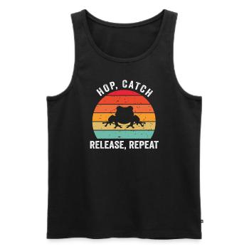 Hop Catch Release Repeat Frosch Humor - Männer Premium Bio Tank Top - Schwarz - Vorne - Michal (187cm)