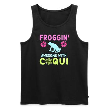 Froggin' Awesome With Coqui Vibe - Men's Premium Organic Tank Top - black - Front - Michal (187cm)