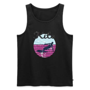 Ambiance d’aventure de kitesurf rétro - Débardeur bio Premium Homme - noir - Devant - Michal (187cm)