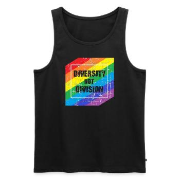 Feiern Sie die Vielfalt, nicht die Spaltung, die Einheit - Männer Premium Bio Tank Top - Schwarz - Vorne - AI Model Male 178 light (178cm)