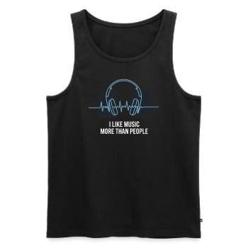 Lifeline Ich mag Musik mehr als Menschen - Männer Premium Bio Tank Top - Schwarz - Vorne - AI Model Male 178 light (178cm)