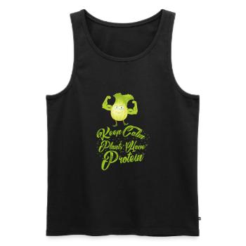 Keep Calm - Plants ont protéines - Vegan Shirt - Débardeur bio Premium Homme - noir - Devant - Michal (187cm)