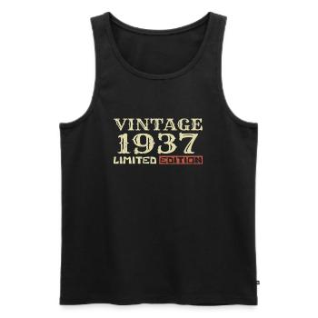 1937 Vintage :87e Anniversaire Cadeau Rétro Unique - Débardeur bio Premium Homme - noir - Devant - Michal (187cm)
