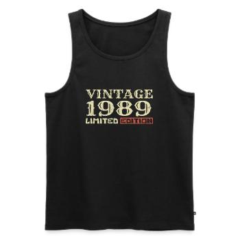 1989 Vintage :35e Anniversaire Cadeau Rétro Unique - Débardeur bio Premium Homme - noir - Devant - Michal (187cm)
