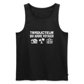 Voyageurs & Traducteurs : Passion & Découverte - Débardeur bio Premium Homme - noir - Devant - AI Model Male 178 light (178cm)